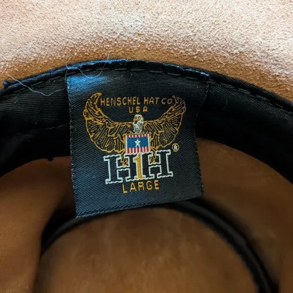 Henschel Hat Co. Brown Tan  leather/suede western cowboy hat UNISEX size LARGE - Picture 4 of 4
